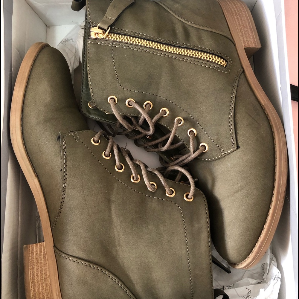 Olive green combat booties